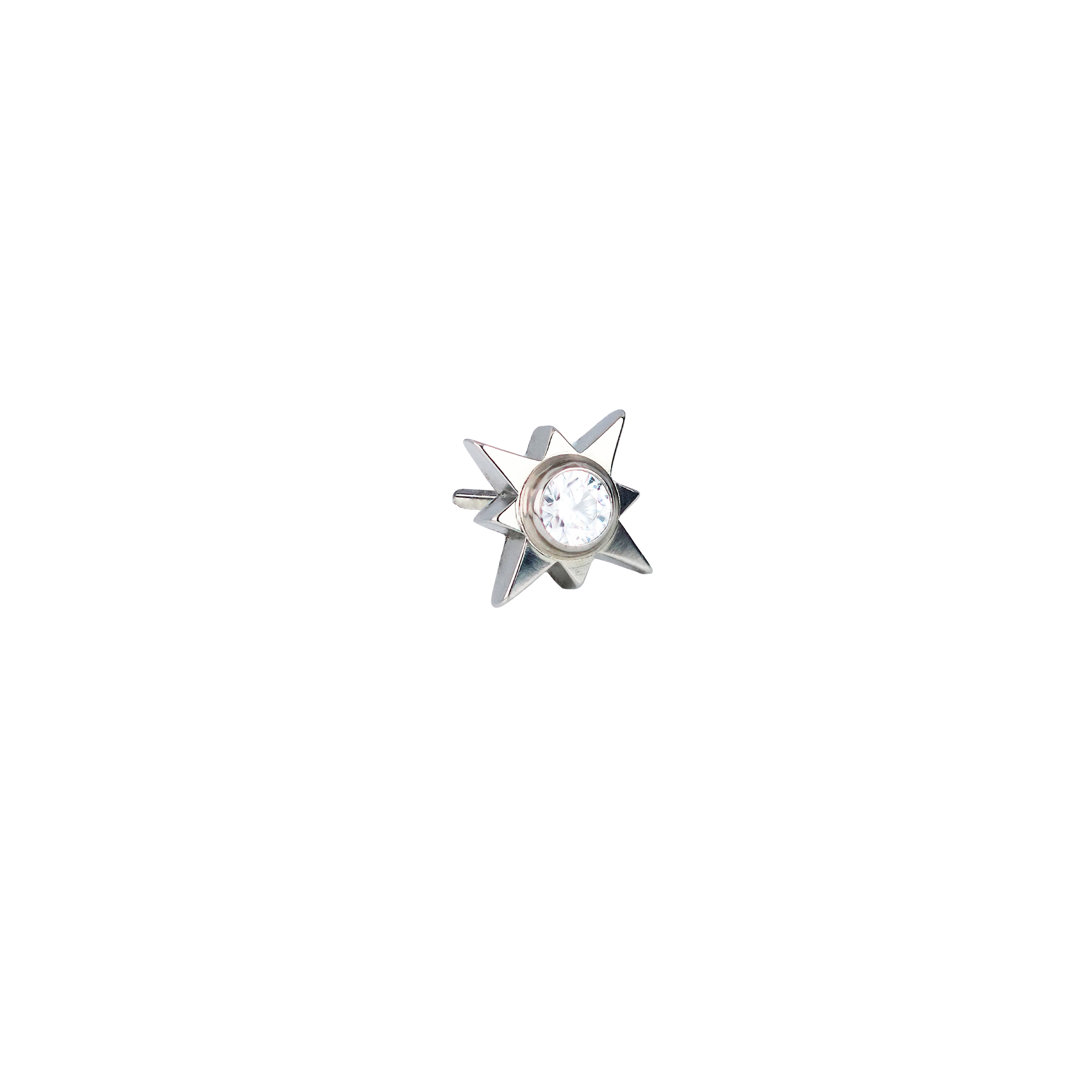 Titanium CZ Bezel Twinkle Star - 5mm- 1.5mm gem